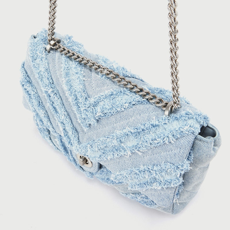 Denim Chain Bag - Premium new arrivals from KIYOO Royal Brand - Just €60.06! Shop now at KIYOO Royal Brand