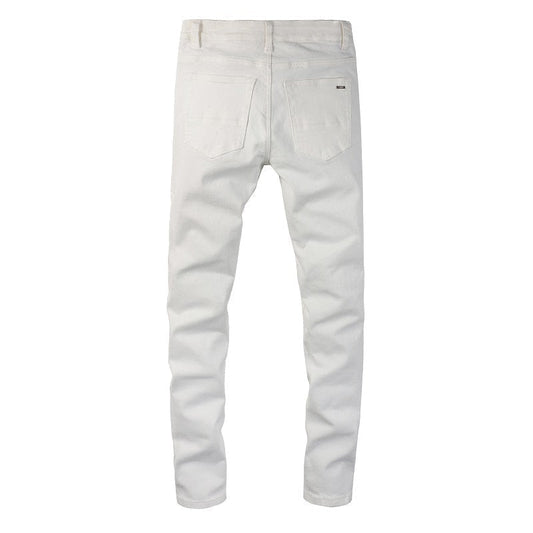 Witte bandana-jeans - Premium  from KIYOO Royal Brand - Just €39.99! Shop now at KIYOO Royal Brand